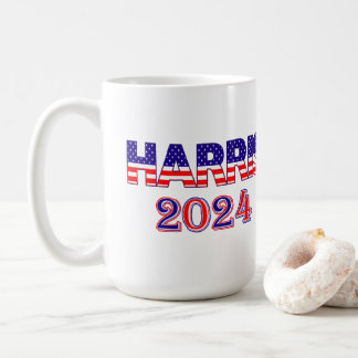 Caneca De Café Harris 2024 Presidente Democrat EUA Flag Text