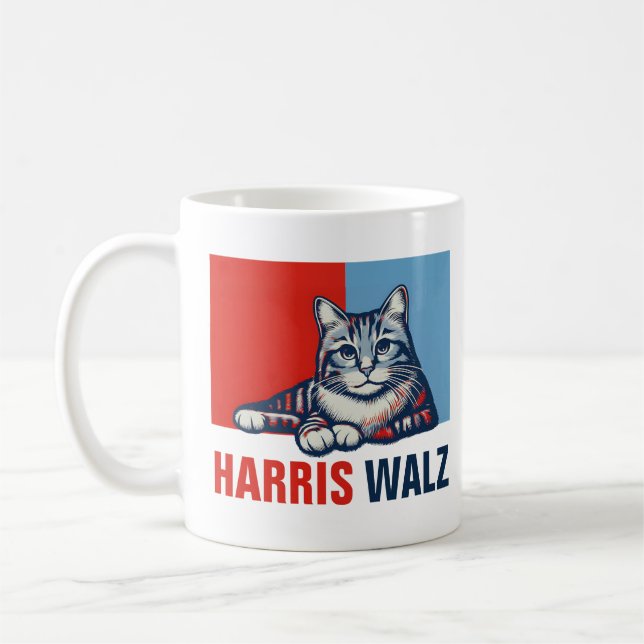 Caneca De Café Harris Walz 2024 Obviamente Blue Cat (Esquerda)