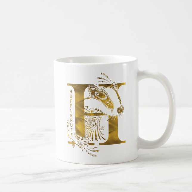 Caneca De Café Harry Potter | Aguamenti Gráfico HUFFLEPUFF™ (Direita)