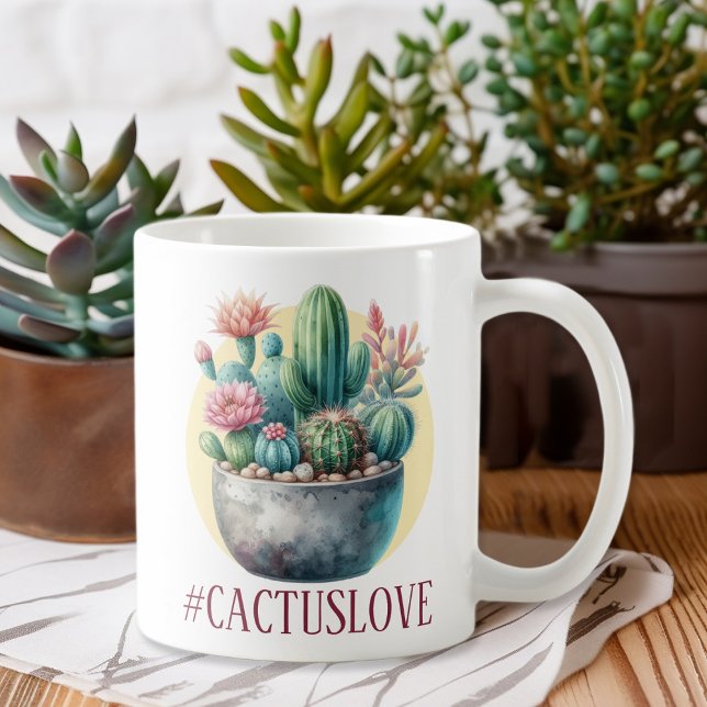 Caneca De Café Hashtag Cactuslove (Criador carregado)