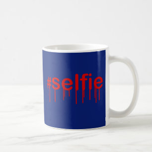 Caneca De Café Hashtag Selfie Drooling em decor azul