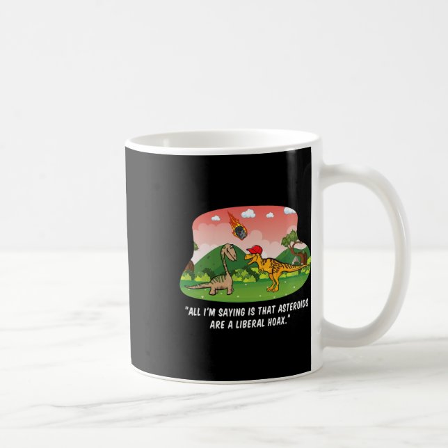 Caneca De Café Hat Dinossaur Liberal Hoax Asteroide Anti Trump Gi (Direita)