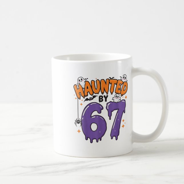 Caneca De Café Haunted 67 Meme Six Seven 6-7 Funny Internet Joke  (Direita)
