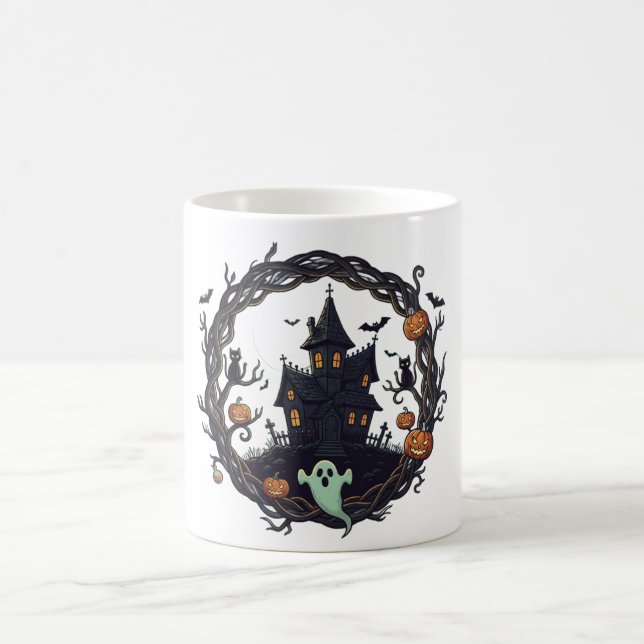 Caneca De Café 👻 "Haunted Haven" Halloween Night Mug  (Centro)