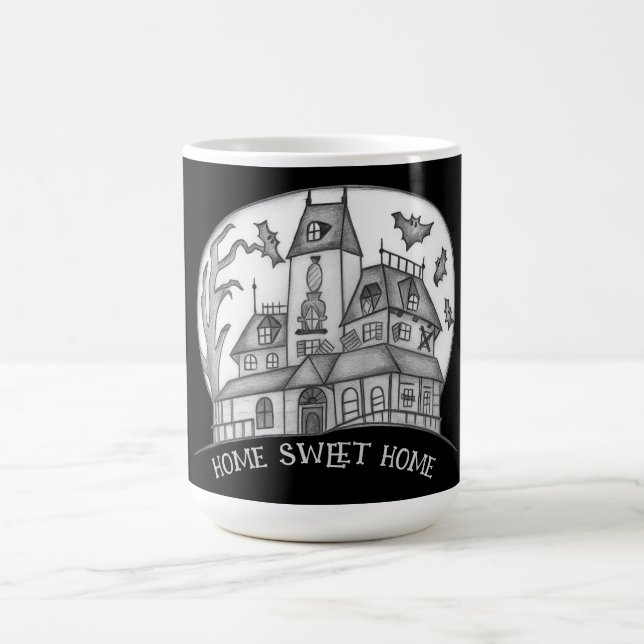 Caneca De Café Haunted House and Bats Halloween  (Centro)