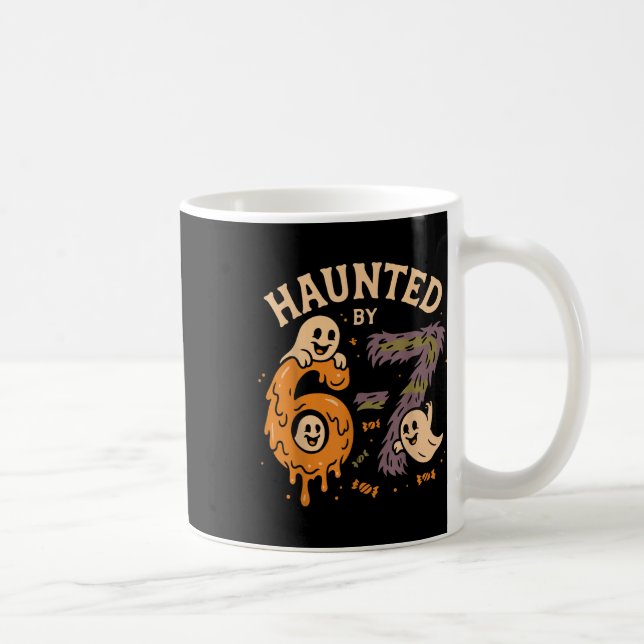 Caneca De Café Haunted Six Seven 6 7 Meme 67 Skeleton Hand Hallow (Direita)