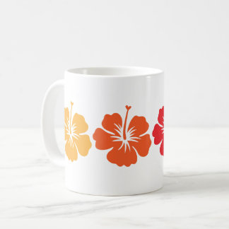 Caneca De Café Havaiano: Flor Hibiscus Na Vintage Retro Colores