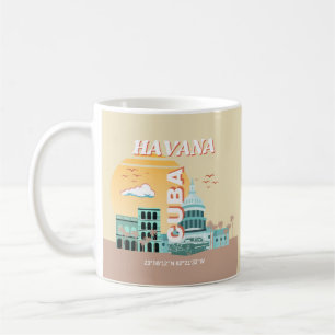 Caneca De Café Havana Cuba Retro Viagem Art