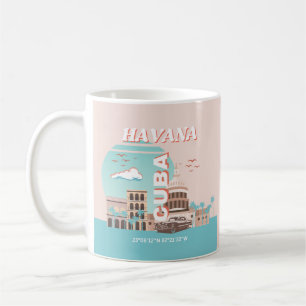 Caneca De Café Havana Cuba Retro Viagem Art