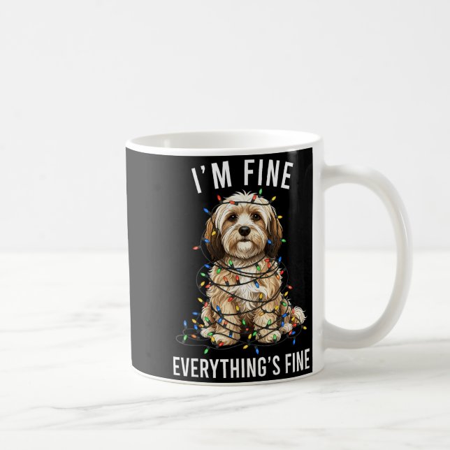Caneca De Café Havanese Christmas I'm Fine Everything Is Fine  (Direita)