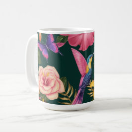 Caneca De Café Haven tropical: Mug com Floral e Design de pássaro