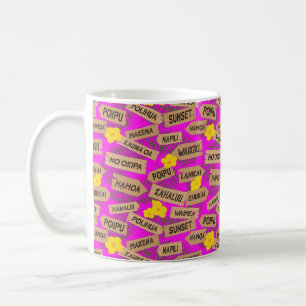 Caneca De Café Hawaii Beach Names on Pink Coffee Mug