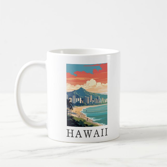 Caneca De Café Hawaii Beach Viagem Vintage (Esquerda)