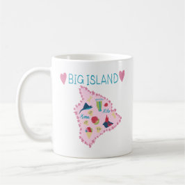 Caneca De Café Hawaii Big Island Map Cute Pastel Illustration