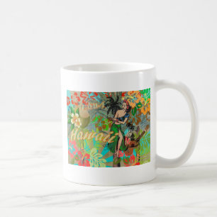 Caneca De Café Hawaii Flower Hula Vintage - Gráfico Floral
