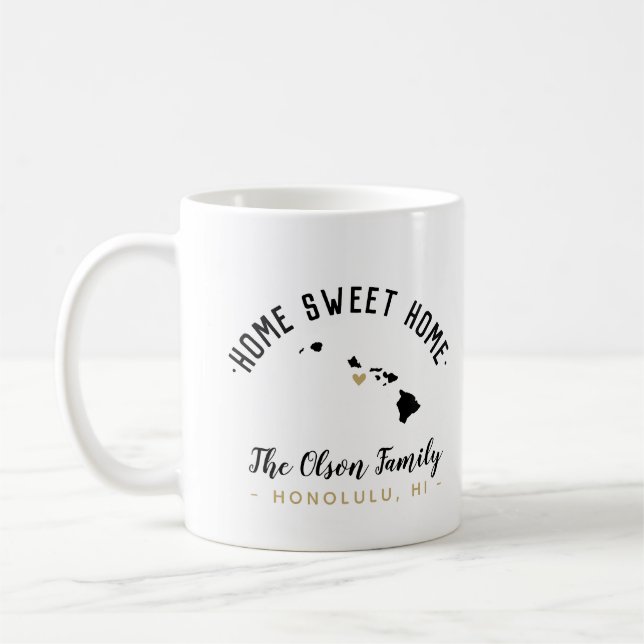 Caneca De Café Hawaii Home Sweet Home Family Monograma Mug (Esquerda)