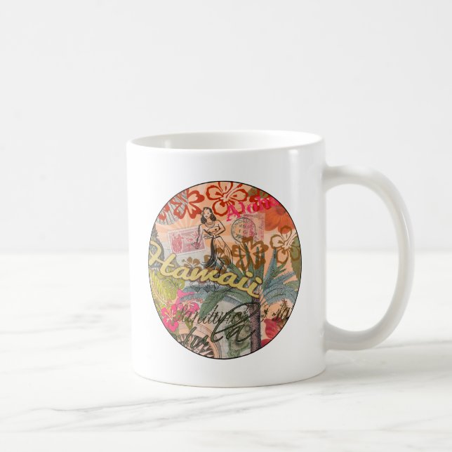Caneca De Café Hawaii Hula Viagem Flower Vintage (Direita)