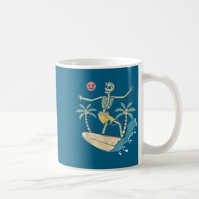 Caneca De Café Hawaii Surfer Skeleton Halloween Beach Y Soky Surf (Direita)