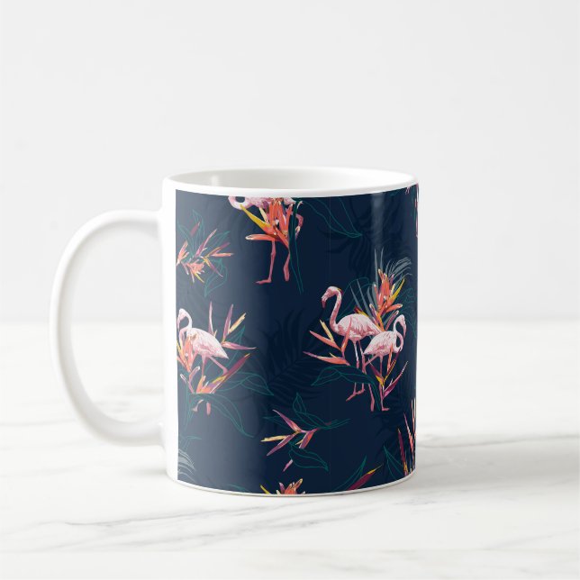 Caneca De Café Hawaii Tropical Flamingo com Pássaro do Paraíso Fl (Esquerda)