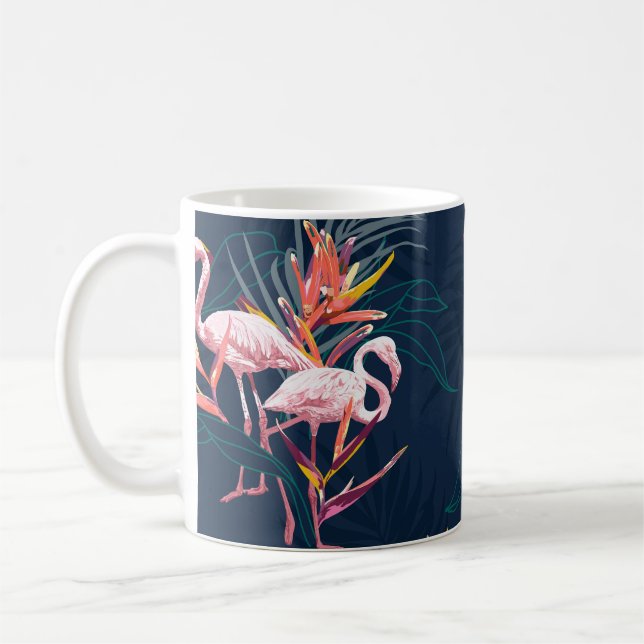 Caneca De Café Hawaiian Flamingo: Trabalho de arte Tropical Vinta (Esquerda)