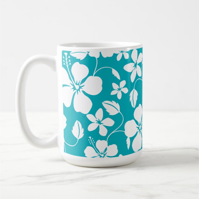 CANECA DE CAFÉ HAWAIIAN HULA (HIBISCUS) TEAL (Esquerda)