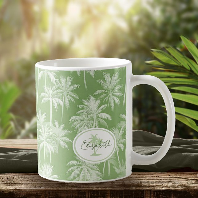 Caneca De Café Hawaiian Palm Tree Silhouette Green ID1093 (Criador carregado)