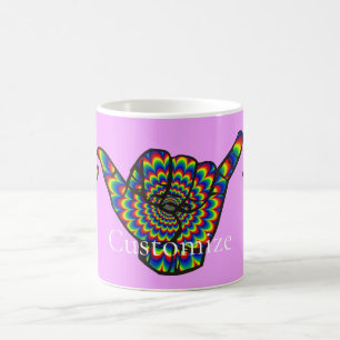 Caneca De Café Hawaiian Shaka Psychedelic Thunder_Cove