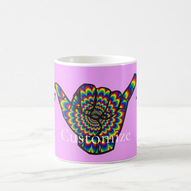 Caneca De Café Hawaiian Shaka Psychedelic Thunder_Cove (Centro)