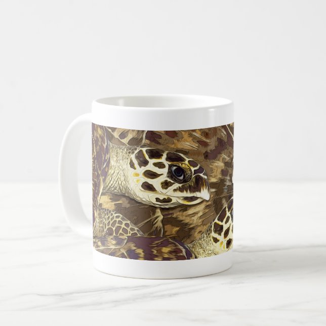 Caneca De Café Hawksbill Sea Turtle Graphic (Frente Esquerda)