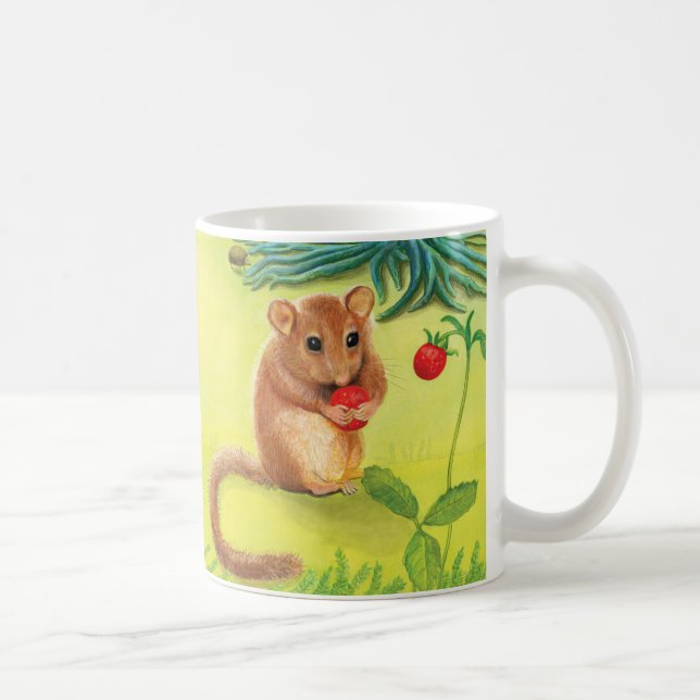 Caneca De Café Hazel Dormouse comendo morango selvagem (Direita)