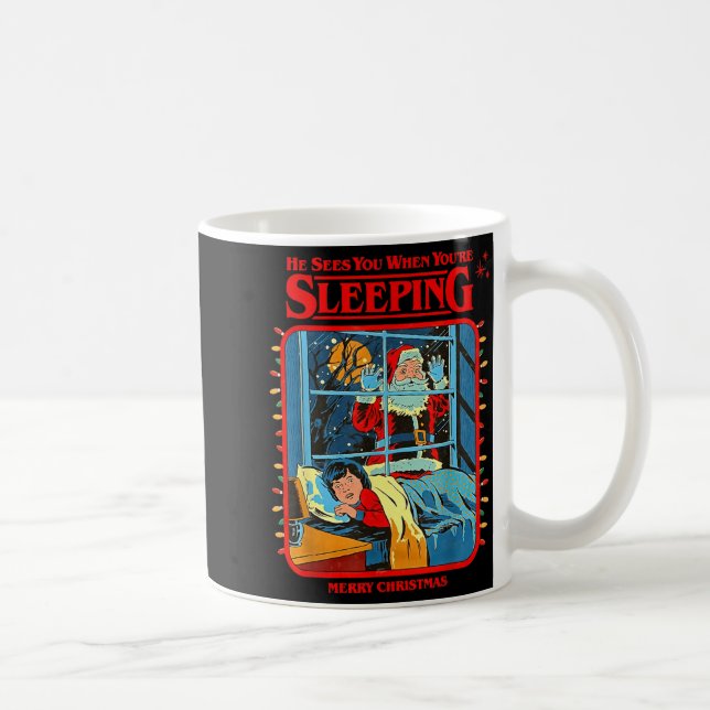 Caneca De Café He Sees You When You're Sleeng Merry Christmas  (Direita)
