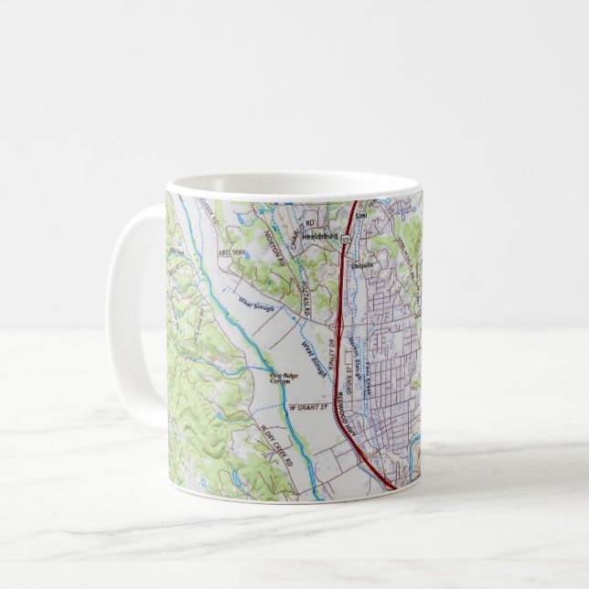 Caneca De Café Healdsburg, Mapa da Califórnia (Frente Esquerda)