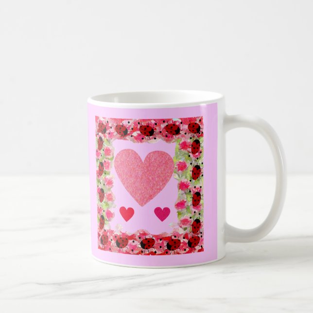 Caneca De Café Heart Ladybugs (Direita)