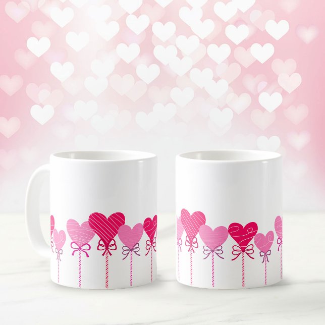 Caneca De Café Heart Lollipop Border Coffee Mug (Valentine Mug With Lollipop Border)