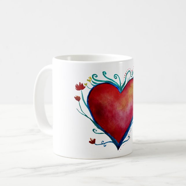 Caneca De Café Heart Love White 11 oz Classic Mug (Frente Esquerda)