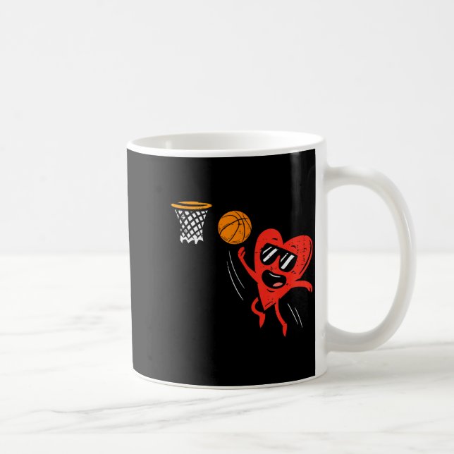 Caneca De Café Heart Playing Basketball Cute Valentines Day Srts  (Direita)