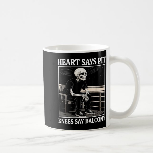 Caneca De Café Heart Says T Knees Say Balcony Funny Concert Quote (Direita)