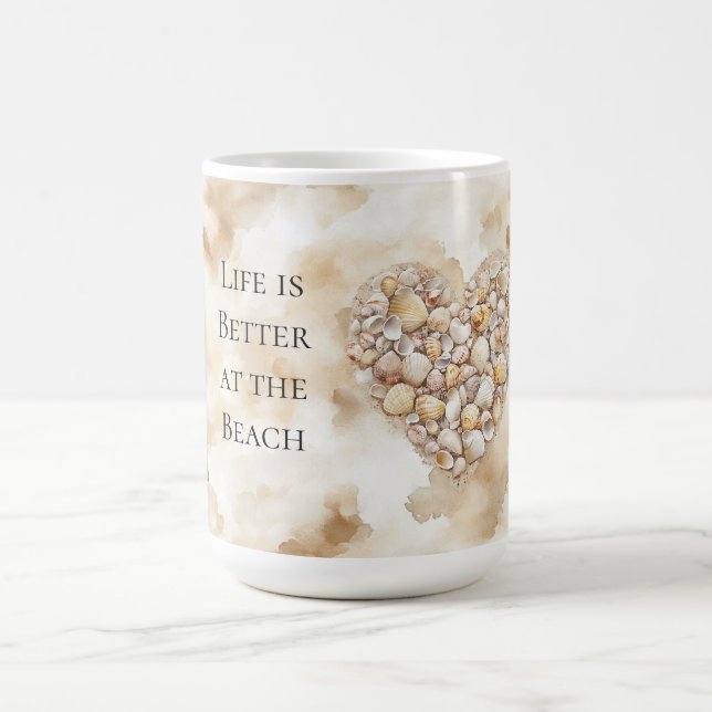 Caneca De Café Heart Sea Shells Sand (Centro)