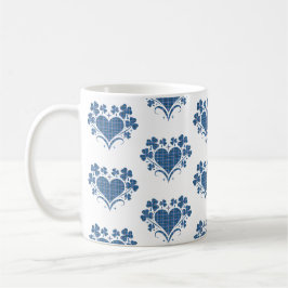 Caneca De Café Heart Shamrock Plaid Blue Classic Clover