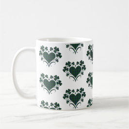 Caneca De Café Heart Shamrock Plaid Blue Green Tartan Clover