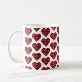 Caneca De Café Heart Shaped Plaid Red Black Buffalo