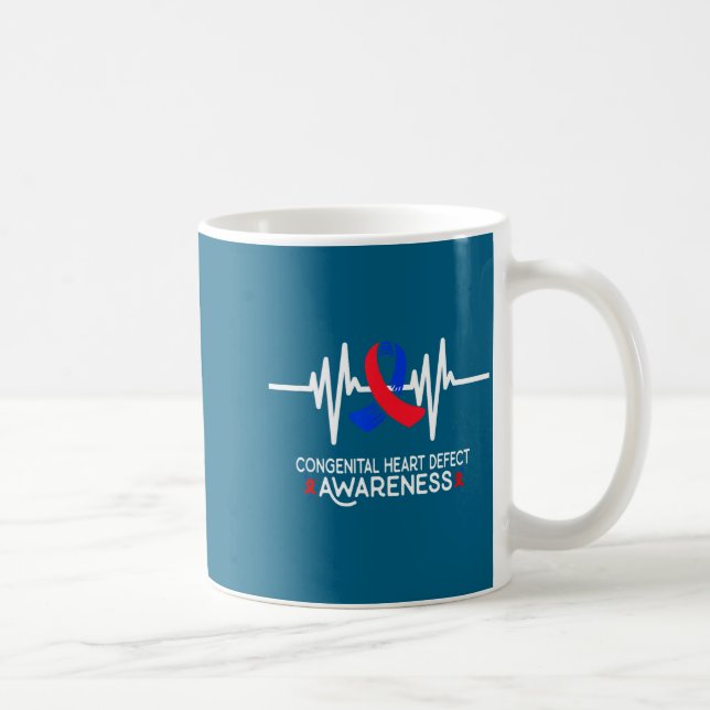 Caneca De Café Heartbeat Chd Congenital Heart Defect Awareness Mo (Direita)