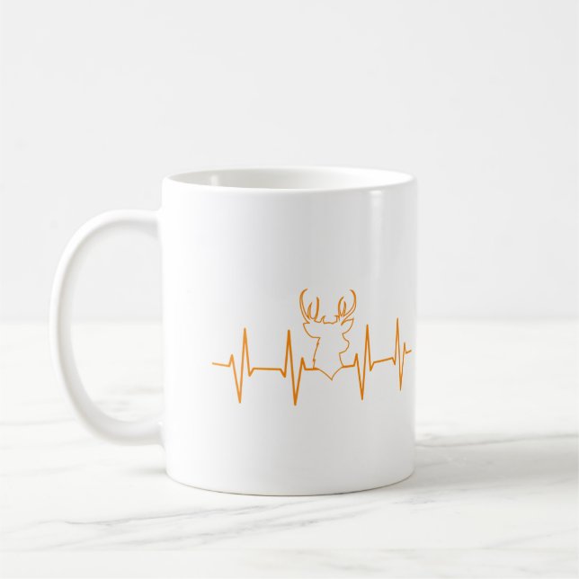 Caneca De Café Heartbeat Deer Funny Deer Hunting For Hunter (Esquerda)