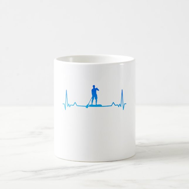 Caneca De Café Heartbeat Levante Presente de Paddleboarding (Centro)