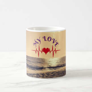 Caneca De Café Heartbeat Love – Minimalist Romantic Design