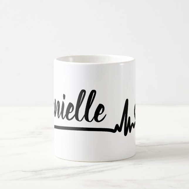 Caneca De Café Heartbeat Love Personalized Name Heart Legal (Centro)