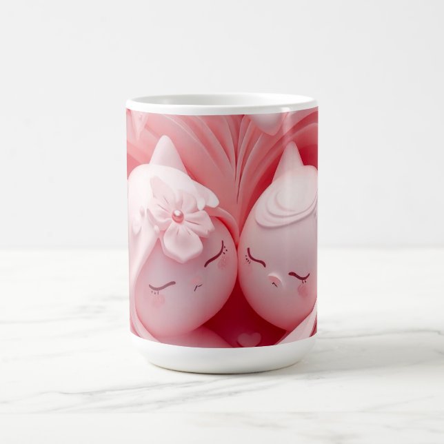 Caneca De Café Heartbound Cats in Pastel Pink (Centro)