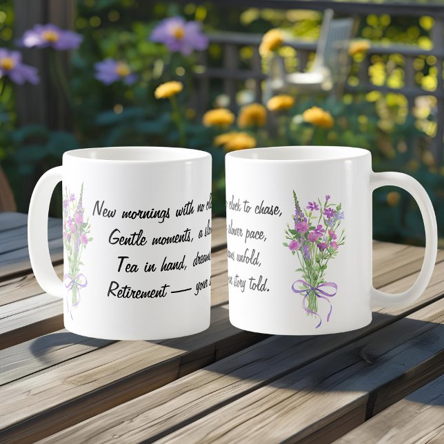 Caneca De Café Heartfelt Quote for Retirement Elegant Wildflower  (Criador carregado)