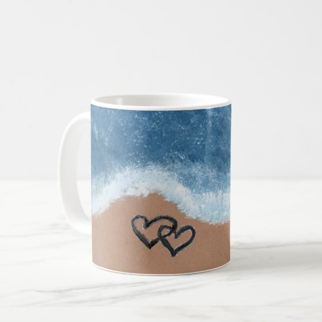 Caneca De Café Hearts in the Sand (Frente Esquerda)