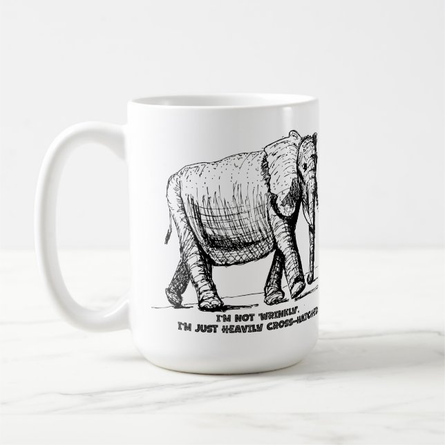 Caneca De Café Heavy Cross-Hatched Elephant (Esquerda)
